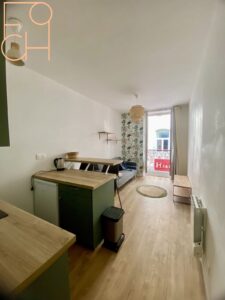 cuisine aménagée et salon